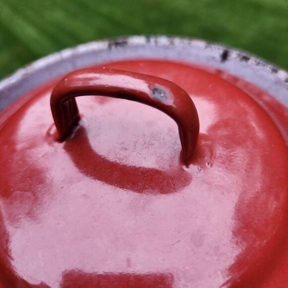 Vintage 1930s Kosmos Schutz-Marke Enamel Saucepan Pan with Cover Brown Gray - Picture 3 of 10